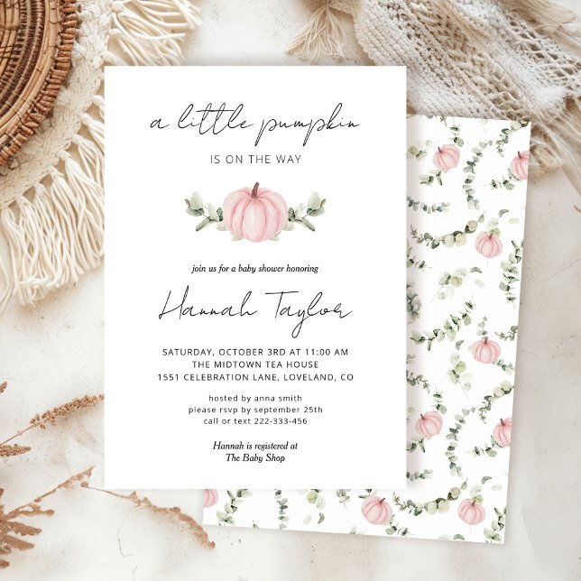 Invitación Calabaza rosa Calabaza pequeña en el camino a Baby (Subido por el creador)