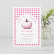 Calabaza rosa Gingham Plaid Baby Girl Baby Shower