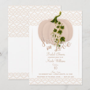 Invitación Calabaza Rosa Mate Amores Otoñales Bridal Shower