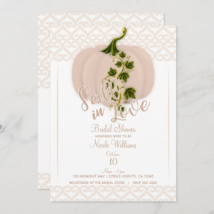 Invitación Calabaza rosa Matte FALL LOVE Hearts Bridal Shower
