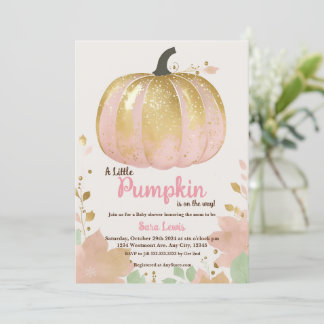 Invitación Calabaza rosa otoño bebé ducha calabaza de oro