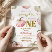 Calabaza rosa pastel cumple un cumpleaños