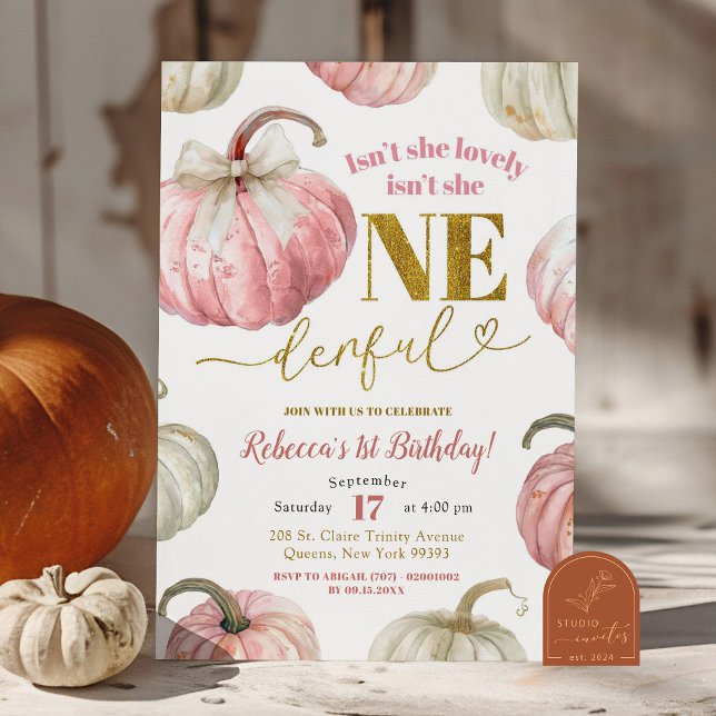 Invitación Calabaza rosa pastel, no es un cumpleaños maravill (Subido por el creador)