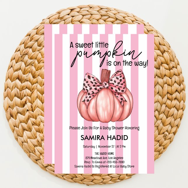Invitación Calabaza rosa pequeña es un Chica Baby Shower otoñ (Subido por el creador)