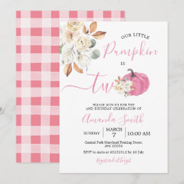 Invitación Calabaza Rosa Sonrosada Otoño Enamórate Cumpleaños