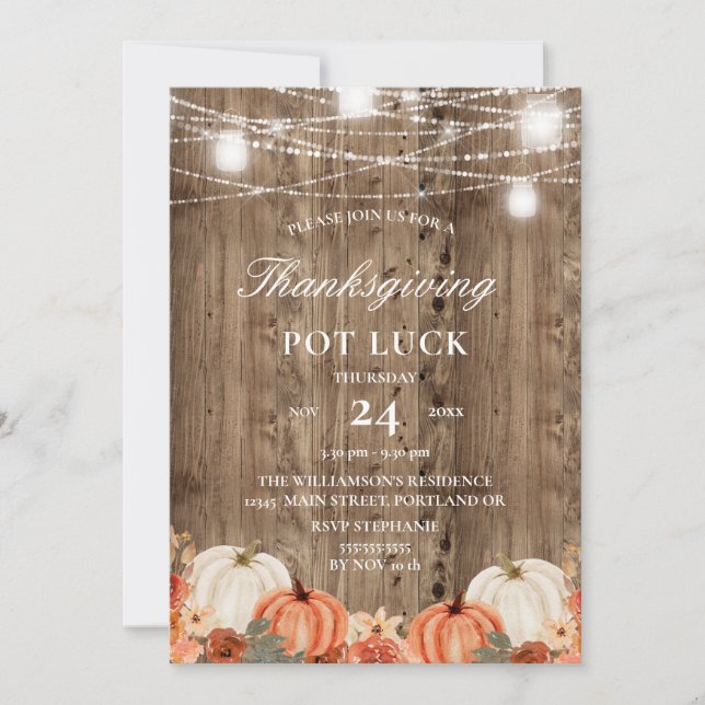 Invitación Calabaza Rusa de Madera y la suerte de la olla flo (Anverso)