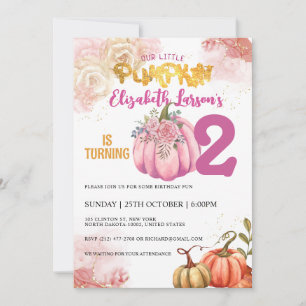 Invitación Calabaza Rusa Purpurina de cumpleaños acuarela