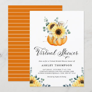 Invitación Calabaza rusa y ducha de novia virtual de girasol