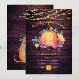 Invitación Calabaza Rústica CUALQUIER acuarela de cumpleaños 