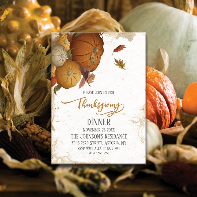 Invitación Calabaza Rustica de Acción de Gracias para la cena (Subido por el creador)
