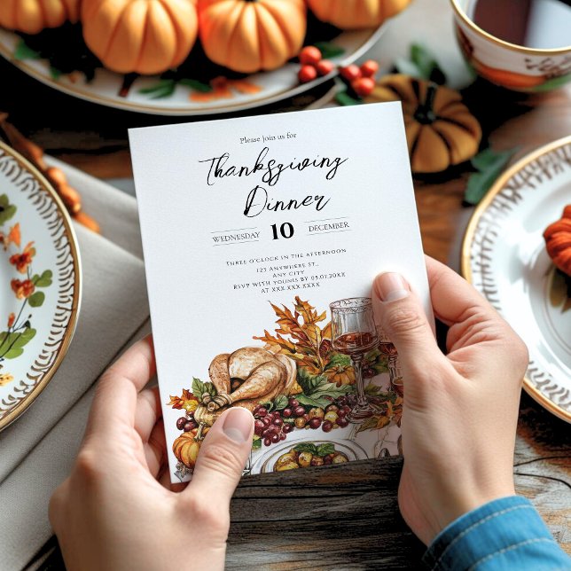Invitación Calabaza Rustica de la Cena de Acción de Gracias (Subido por el creador)