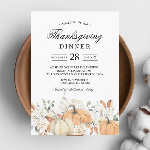 Invitación "Calabaza Rustica de la Cena de Acción de Gracias