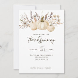Invitación Calabaza Rustica de la Cena de Acción de Gracias