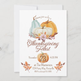 Invitación Calabaza Rustica de la Cena de Acción de Gracias