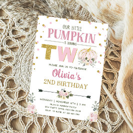 Invitación Calabaza Rustica Floral Segundo Fiesta de Cumpleañ