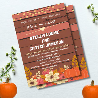 Invitación Calabaza Rústica y Boda floral de otoño de Romance