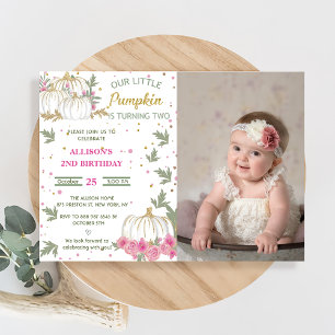 Invitación Calabaza Segundo Cumpleaños Nuestra Calabaza Peque