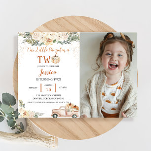 Invitación Calabaza Segundo Cumpleaños Nuestra Calabaza Peque