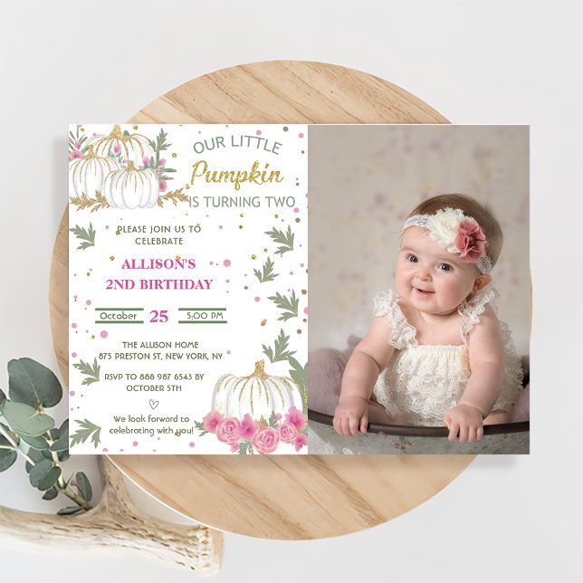 Invitación Calabaza Segundo Cumpleaños Nuestra Calabaza Peque (Subido por el creador)