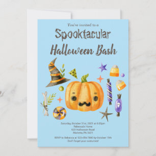 Invitación Calabaza Spooktacular Halloween Bash Fiesta Azul