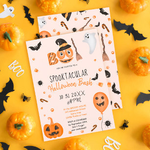 Invitación Calabaza suave Boo Halloween lustre rosa