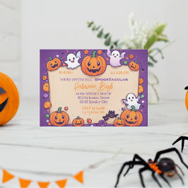 Invitación Calabaza suave Halloween Bash Naranja Púrpura