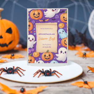 Invitación Calabaza suave Halloween Bash Naranja Púrpura