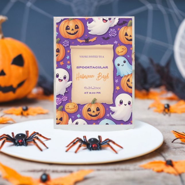 Invitación Calabaza suave Halloween Bash Naranja Púrpura (Subido por el creador)