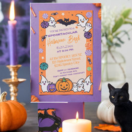 Invitación Calabaza suave Halloween Bash Naranja Púrpura