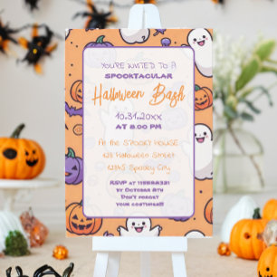 Invitación Calabaza suave Halloween Bash Naranja Púrpura