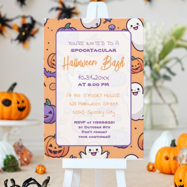 Invitación Calabaza suave Halloween Bash Naranja Púrpura (Subido por el creador)