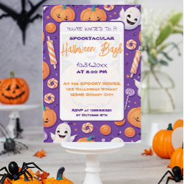 Invitación Calabaza suave Halloween Bash Naranja Púrpura