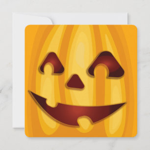 Invitación Calabaza tallada sonriendo diseño de Halloween