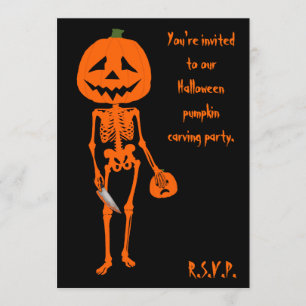 Invitación Calabaza tallando Halloween