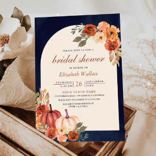 Invitación Calabaza Terracota Floral Óxido Boda Naval
