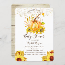 Invitación Calabaza, textura de madera, Baby Shower girasol