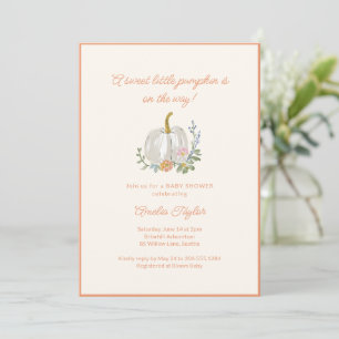 Invitación Calabaza Todo en Uno Naranja Otoño Bebé Tierno Sho