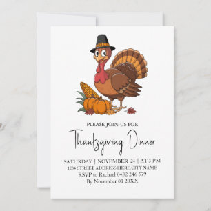 Invitación Calabaza turca de moda para la cena de Acción de G