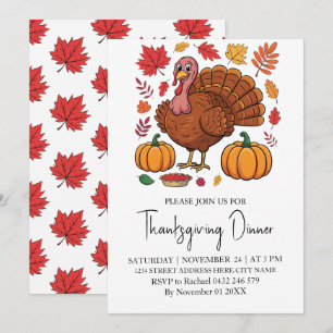 Invitación Calabaza turca de moda para la cena de Acción de G