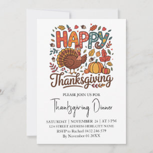 Invitación Calabaza turca de moda para la cena de Acción de G