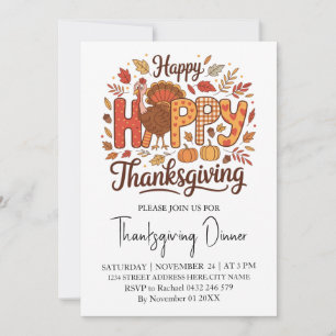 Invitación Calabaza turca de moda para la cena de Acción de G