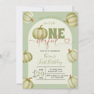 Invitación Calabaza verde sabio Maravilloso primer cumpleaños