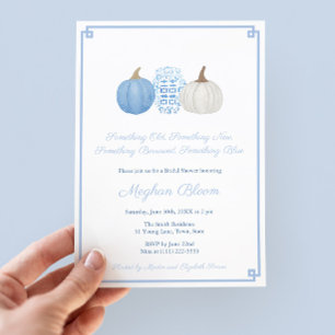 Invitación Calabaza vieja nueva presa azul preppy ducha de no