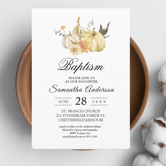 Invitación Calabaza y Flores Acuarela de Otoño de Moda (Subido por el creador)
