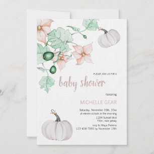 Invitación Calabaza y Flores Acuarela Pintada a Mano