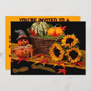 Invitación Calabaza y girasoles de la bruja