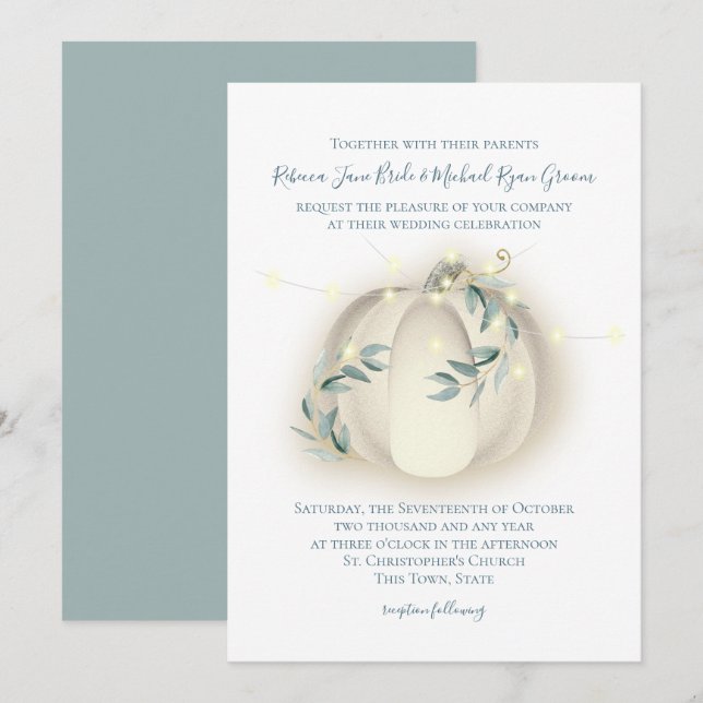 Invitación Calabaza y Luces Boda de vinos botánicos (Anverso / Reverso)