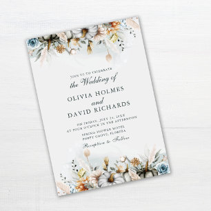 Invitación Calabazas acuarelas con Boda de flores silvestres