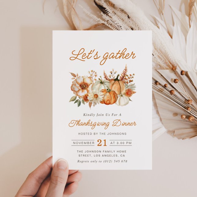 Invitación calabazas acuáticas de otoño con cena de acción de (Subido por el creador)