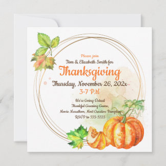 Invitación Calabazas acuáticas virtuales de Acción de Gracias